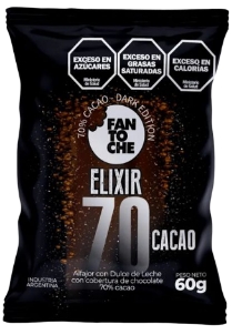 FANTOCHE ALFAJOR ELIXIR 70% CACAO X 12 UN.