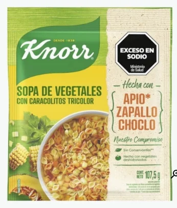 KNORR SOPA CLARA VEGET C/CARACOLITOS TRICOLOR X 107.5 GRS.