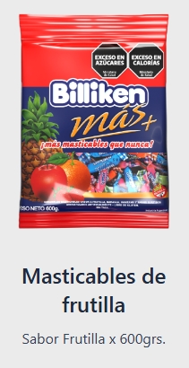 BILLIKEN MASTICABLES FRUTAL X 600 GRS.