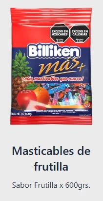 BILLIKEN MASTICABLES FRUTAL X 600 GRS.