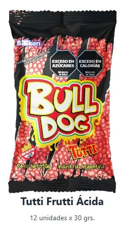 BULL DOG PASTILLAS TUTTI FRUTTI  X 12 UN.