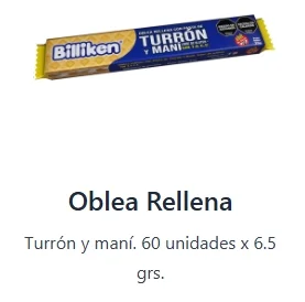 BILLIKEN TURRON CON MANI X 50 UN.
