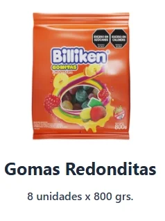 BILLIKEN GOMITAS REDONDITAS  X 800 GRS