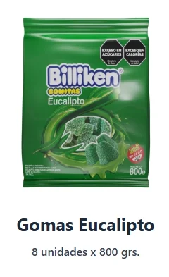 BILLIKEN GOMITAS MENTOL X 800 GRS.